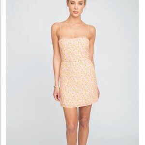 Resa Womens Max Mini Dress Laguna Floral Square Neck Sleeveless Smocked Back XS